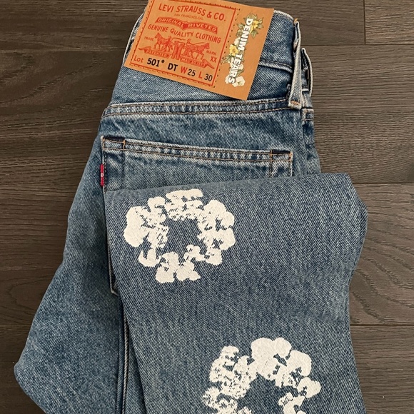 Blue Denim Tears Baggy Jeans Design On Jeans Cotton Wreath Jean